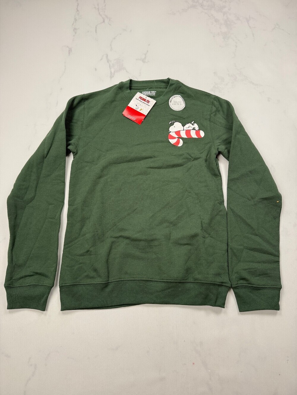 Peanuts Graphic Sweatshirt Green Current Street Style Statement - Womens XS